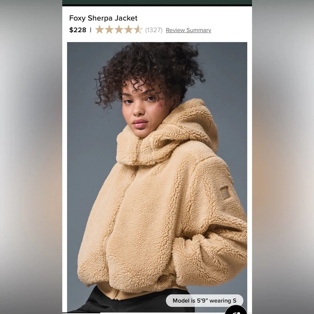 Alo Foxy Sherpa jacket - size Large in color Camel - Picture 1 of 7